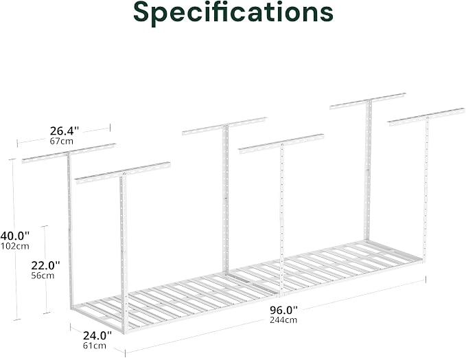 SunsGrove 2x8 Garage Storage Overhead Rack Organization, Adjustable Ceiling - Image 3