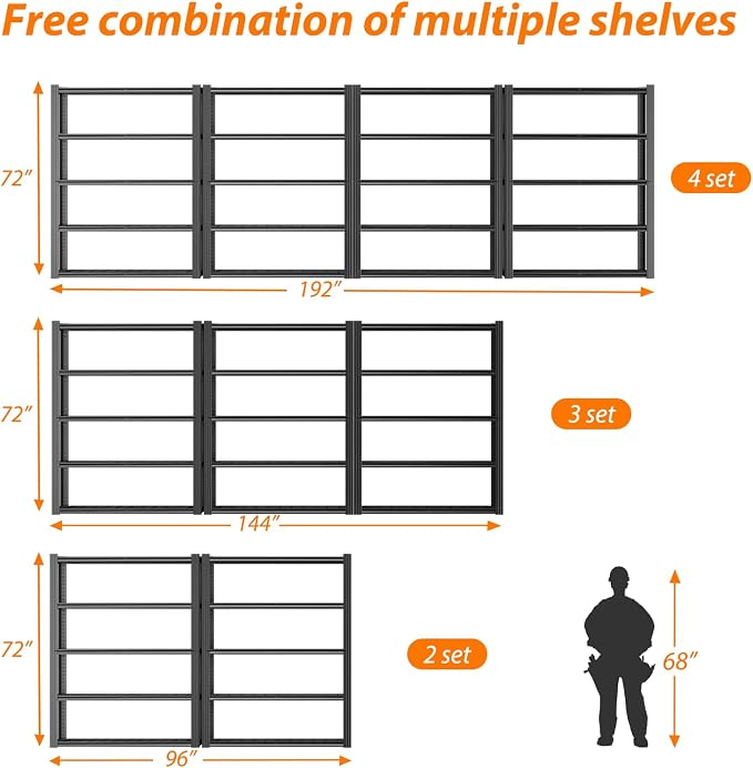 ROOMTEC 48" W Garage Shelving Heavy Duty, 2800LBS Storage Shelves, 5-Tier - Image 3
