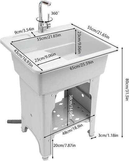 Freestanding Utility Sink Plastic Wash Station - Image 8