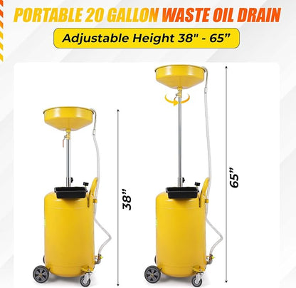 20 Gallon Waste Oil Drain Tank Portable Air Operated Oil Drainer - Image 6