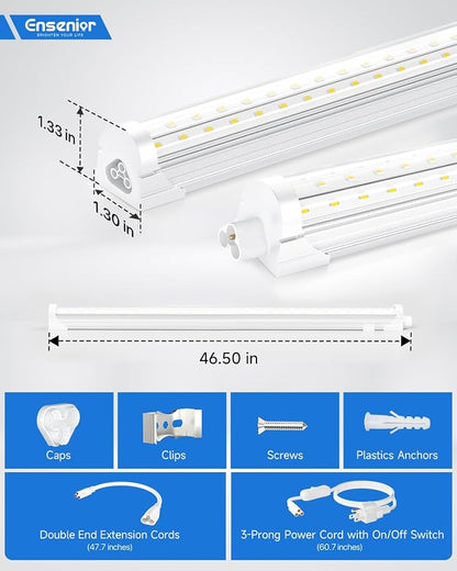 Ensenior 4 Pack 4 FT Led Shop Lights, 6000K Clear White, 5000LM Super Bright - Image 5