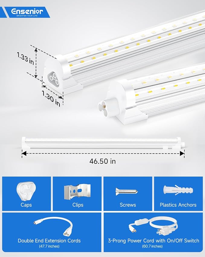 Ensenior 6 Pack 4 FT Led Shop Lights, 6000K Clear White, 5000LM Super Bright - Image 5