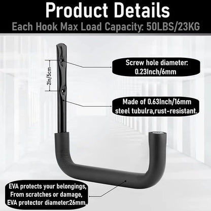 8 Pack Ladder Hooks 9.8Inch Garage Storage Utility Hook Heavy Duty Wall Mounted - Image 3