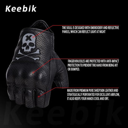 Goatskin Leather Motorcycle Motorbike Powersports Racing Gloves Reflective - Image 2