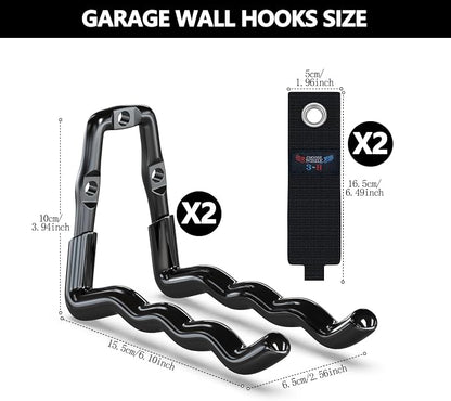 3-H Heavy Duty Garage Hooks 4 Pack, One-Piece Construction Garage Wall Hooks - Image 2