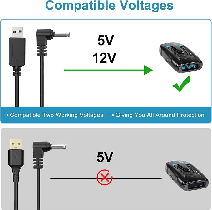 Radar Detector Cable, USB to DC3.5 Plug Cord, Replacement Radar Detectors Power - Image 3