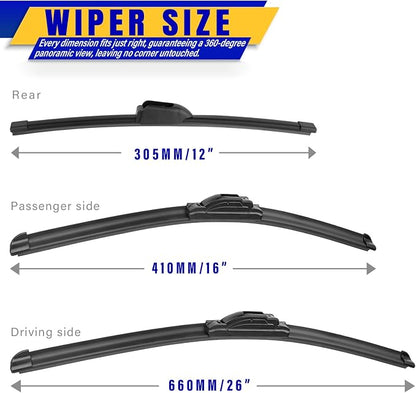 3 wipers Replacement for 2017-2021 2022 Kia Niro, Windshield Wiper Blades - Image 2