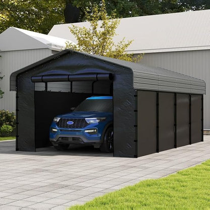 Real Relax 12'x20' Heavy Duty Metal Carport, Outdoor Garage Car Shelter Shade by RealRelax