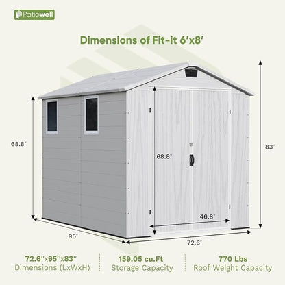 Patiowell 6x8 FT Outdoor Storage Shed - Image 3