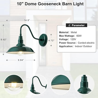10'' Dome Outdoor Gooseneck Barn Light Fixture - Image 7