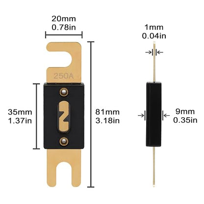 250A ANL Fuse 250 Amp Inline Blade Fuses 32V - Image 2