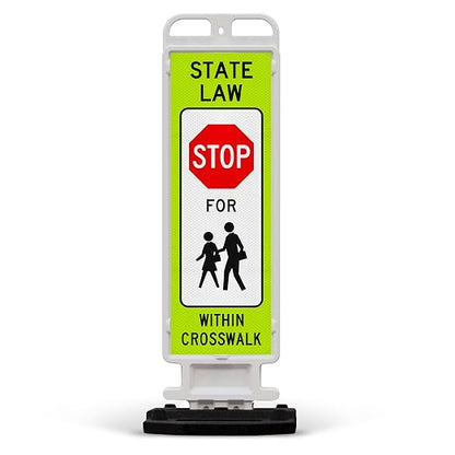 State Law Stop for Pedestrian in Crosswalk MUTCD R1-6a Sign, Double Sided 3M by SigoSigns