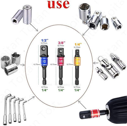 Impact Grade Power Hand Tools Driver Sockets Adapter Extension Set - Image 4