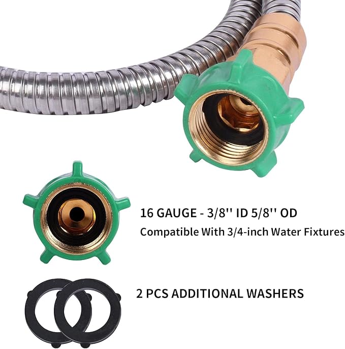 Metal Short Garden Hose 2 ft, Flexible Stainless Steel Garden Hose 2 ft - Image 2