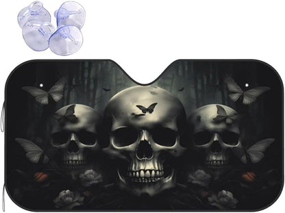 Skull Car Sun Shade Windshield Sunshade Foldable Front Window Shield Cover by mutakin