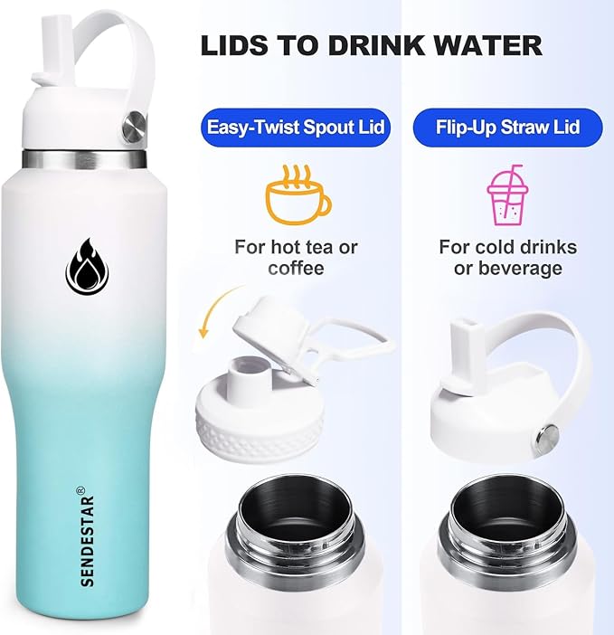 SENDESTAR SENDESTAR 40oz Stainless Steel Water Bottle, Double Wall Vacuum - Image 3