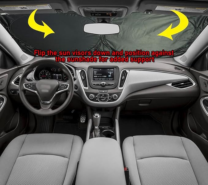 Gven Car Windshield Sun Shade Foldable Cute Sun Windshield Shade - Image 5