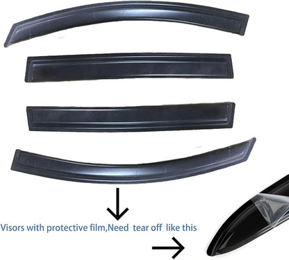 4pcs Outside Mount Style Sun Rain Guard Durable Side Window Wind Deflectors - Image 3