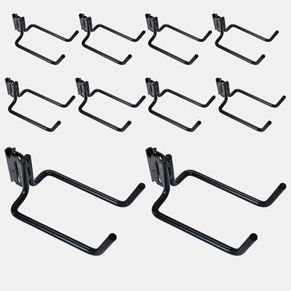 10 Pack E Track Double J Hooks, Heavy Duty Black Large Steel Shovel/Tool Hanger - Image 9