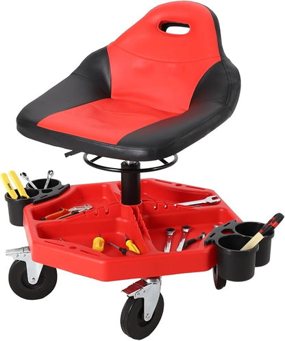 Garage Stool, 19”-24” Adjustable Rolling Mechanic Stool by Unknown