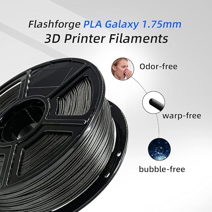 FLASHFORGE PLA Filament 1.75mm Galaxy Matte Black, 3D Printer Filament - Image 3