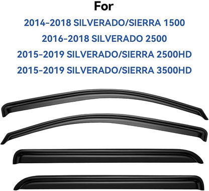 Window Visors Rain Guards for 2014-2018 Chevy Silverado/GMC Sierra 1500 - Image 3