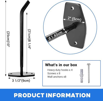 4-Pack Tire Rack Wall Mount, Heavy Duty Hooks - Image 2