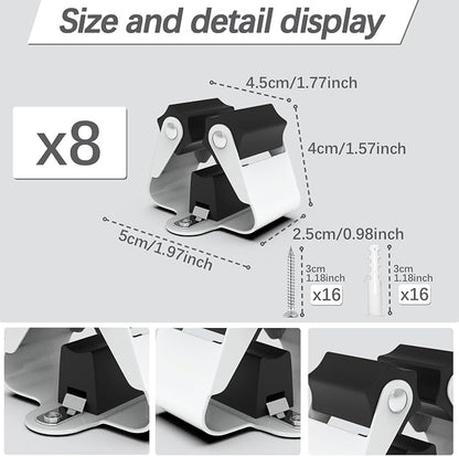 3-H Broom Hanger, Mop Holder Wall Mount 8 Pack, Broom Holder Wall Mount - Image 3