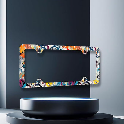 Abstract Graffiti Pattern License Plate Frame Colorful License Plate Stainless - Image 6