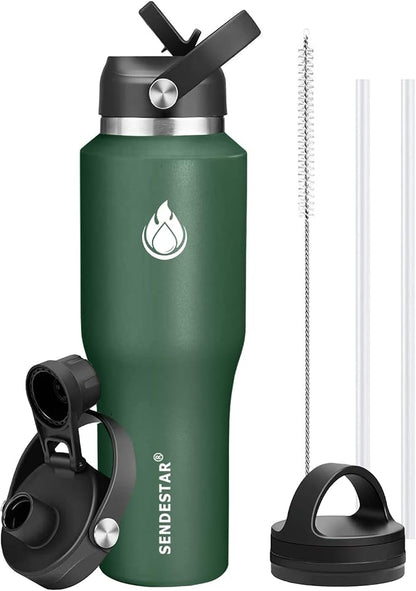 SENDESTAR 40oz Water Bottle Wide Mouth Stainless Steel Vacuum Insulated Double by Sendestar
