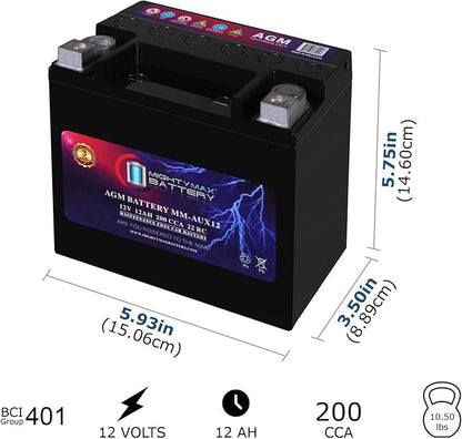 Mighty Max Battery MM-AUX12 Auxiliary Battery 12V 12Ah, 200 CCA Rechargeable - Image 2