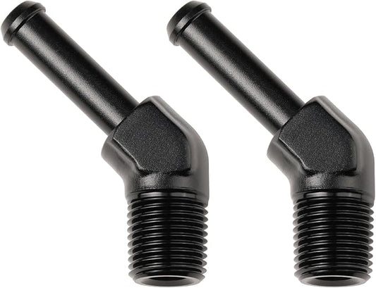 1/8 NPT Male to 1/4" Hose Barb Fitting Adapter 45 Degree Elbow Aluminum Black by Podavelle