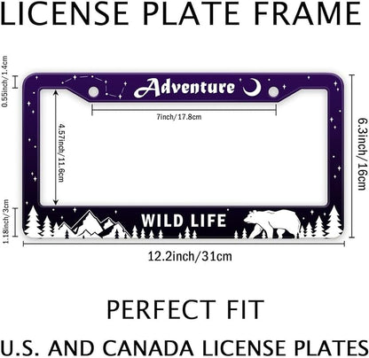 Adventure Awaist License Plate Frame, Mountains Forest Bear Tag Plate Frame - Image 2