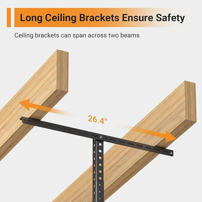 2ftx8ft Overhead Garage Storage Rack, Heavy-Duty Metal Garage Ceiling Storage - Image 4
