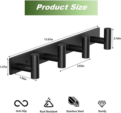 Wall Mounted Coat Rack-4 Hooks, Heavy Duty Stainless Steel Hook Rail - Image 2