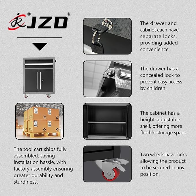 JZD Garage Storage Workbench Set, Metal Industrial Strength Tool Storage System - Image 6