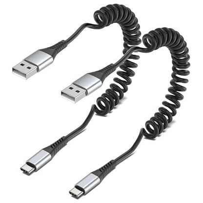 Coiled USB C Cable, 2 Pack USB Type C Coiled Cable by PEAKLIFT