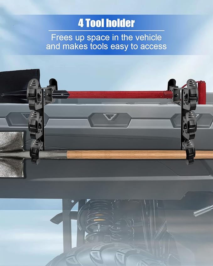 Upgraded Dual UTV Cargo Bed Tool Holders Compatible - Image 3
