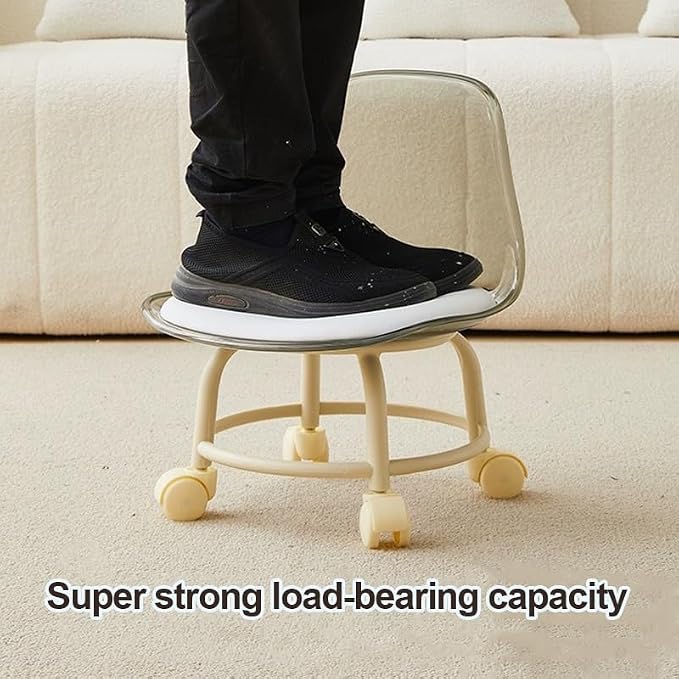 Low Rolling Stool with Wheels, Mini Rolling Garage Stool with Back Support - Image 3