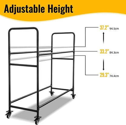 Tire Rack, Adjustable Height Metal Rolling Storage Rack 60" x 59" x 21" - Image 4