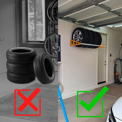 Tire Rack Wall Mount Adjustable 31"-56" Tire Storage Rack Wall Mount Wheel Rack - Image 6