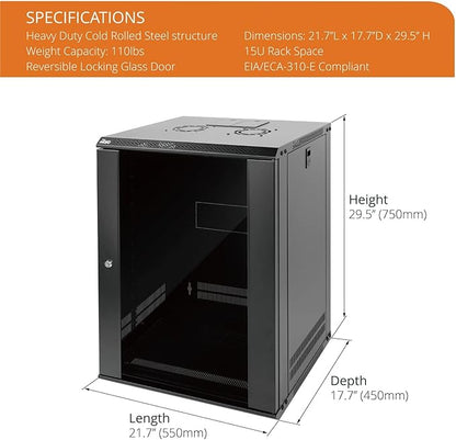 Tecmojo 15U Wall Mount Rack Network Cabinet - Image 2