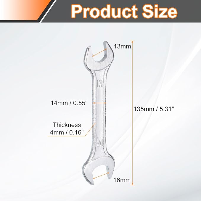 HARFINGTON Double Open End Wrench 13mm x 16mm Metric 15 Degree Offset Angle - Image 2