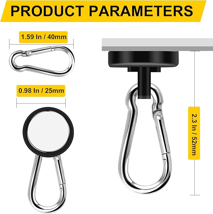 DIYMAG Magnetic Hooks, 70LBS Heavy Duty Neodymium Magnetics - Image 2