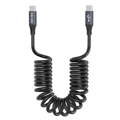 AGVEE 2 Pack 5ft Coiled Short USB-C to USB-C Charging Cable 60W PD Fast Charger by AGVEE
