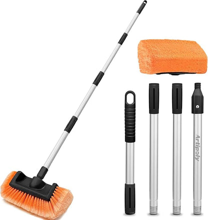 65" Car Wash Brush with Extension Pole, Car Wash 12" Dip Soft Five-Sided Brush by ARTIPOLY