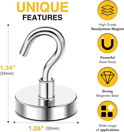DIYMAG Magnetic Hooks, 110 lb Heavy Duty Strong Magnet - Image 2