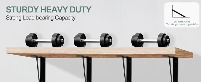 4 Pack L16 x H 10" Black Heavy Duty Shelf Brackets - Image 7