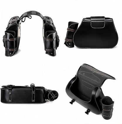 Motorcycle Saddlebags, 30L Leather Waterproof Side Saddle Bags - Image 5
