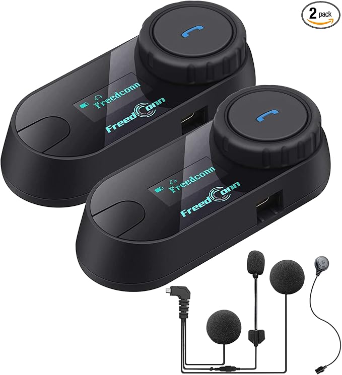 FreedConn TCOM-SC Motorcycle Helmet Bluetooth Intercom Headset Communication by FreedConn